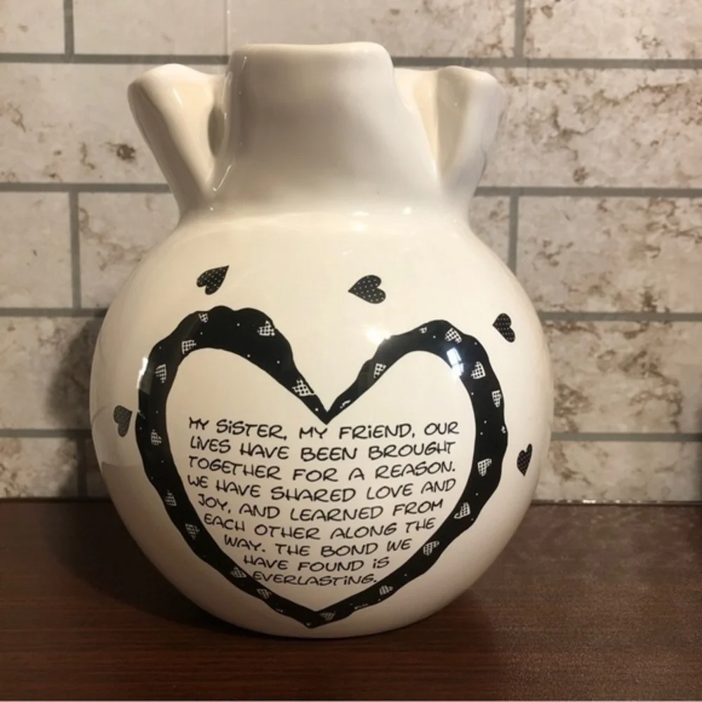 Sisters Vase Marci Children of the Inner‎ light ivory hearts 7”